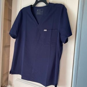 Navy figs scrub top